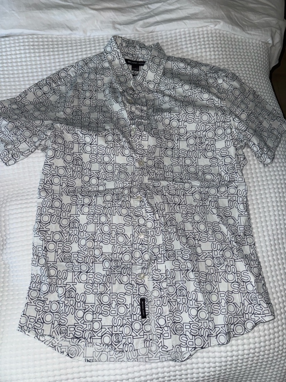 Michael Kors White Short-Sleeve Logo Print Shirt